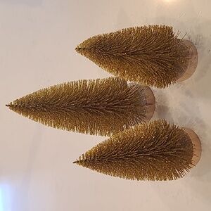 Pottery Barn Set Of 3 New Gold Bottlebrush Trees